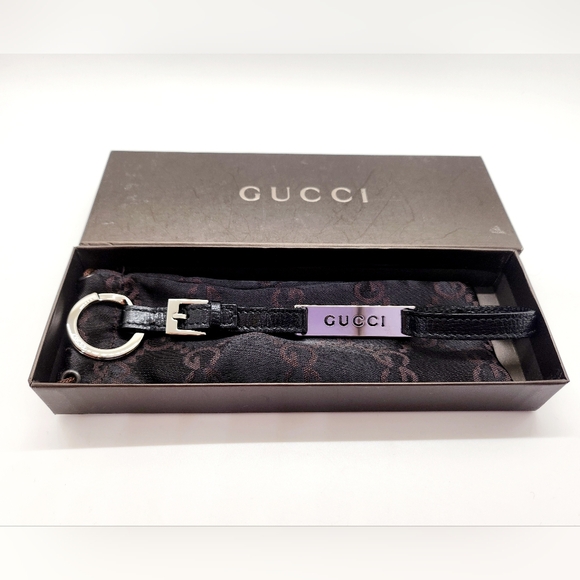 Gucci Other - GUCCI Black Leather Logo Key Chain